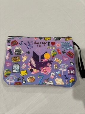 Lavender Sticker-Print Wristlet Pouch